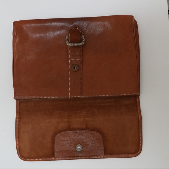 GENUINE leather clutch bag vintage Zippi brown cowhide large silver buckle rodeo - Picture 3 of 7